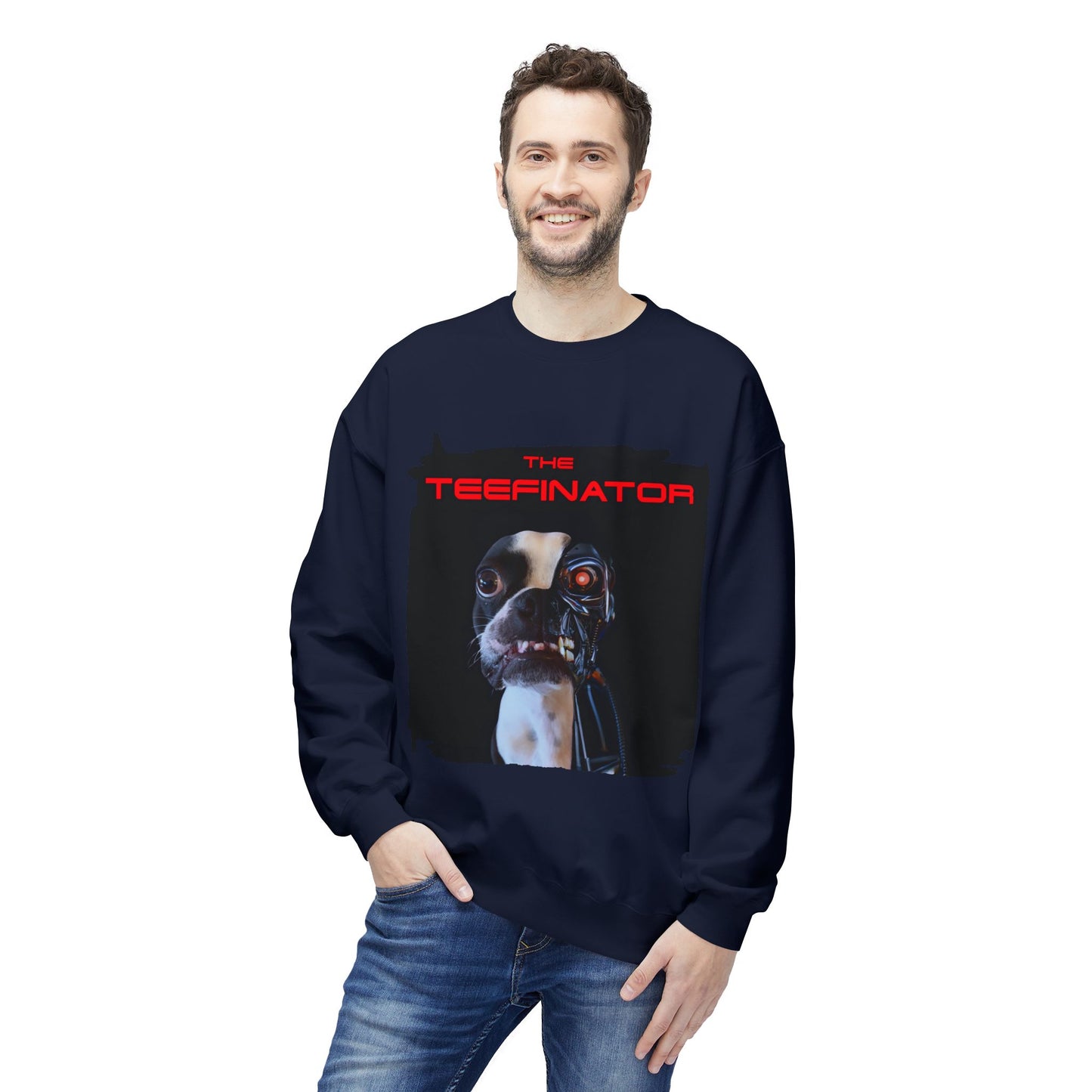 The Teefinator Crewneck Sweatshirt: Cybernetic Comfort