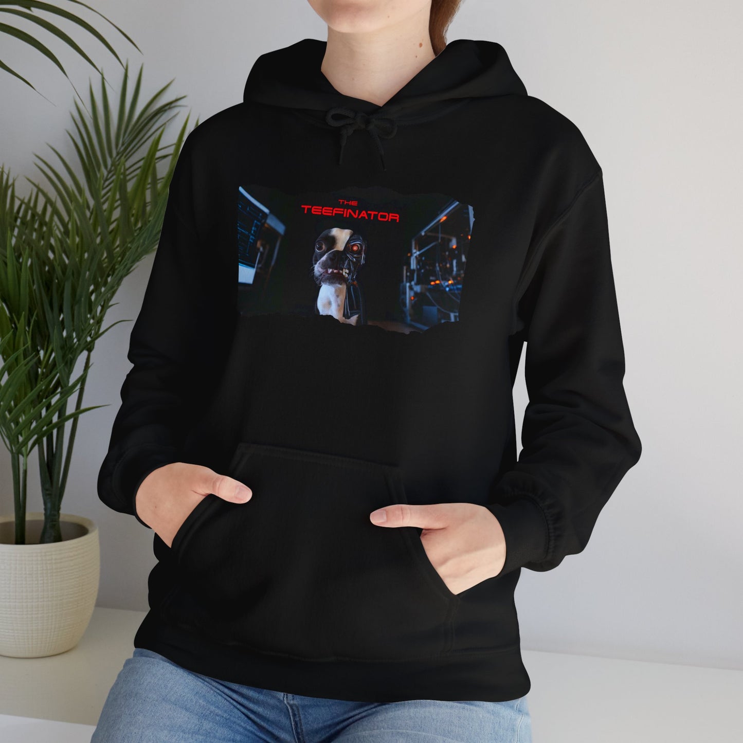 The Teefinator Unisex Pullover Hoodie: Cybernetic Comfort