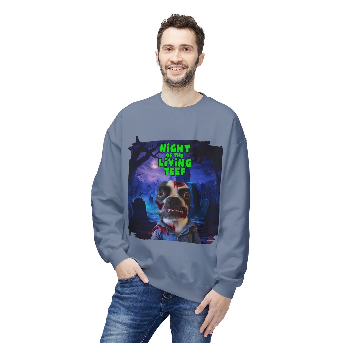 Night of the Living Teef Crewneck Sweatshirt: Zombie Comfort