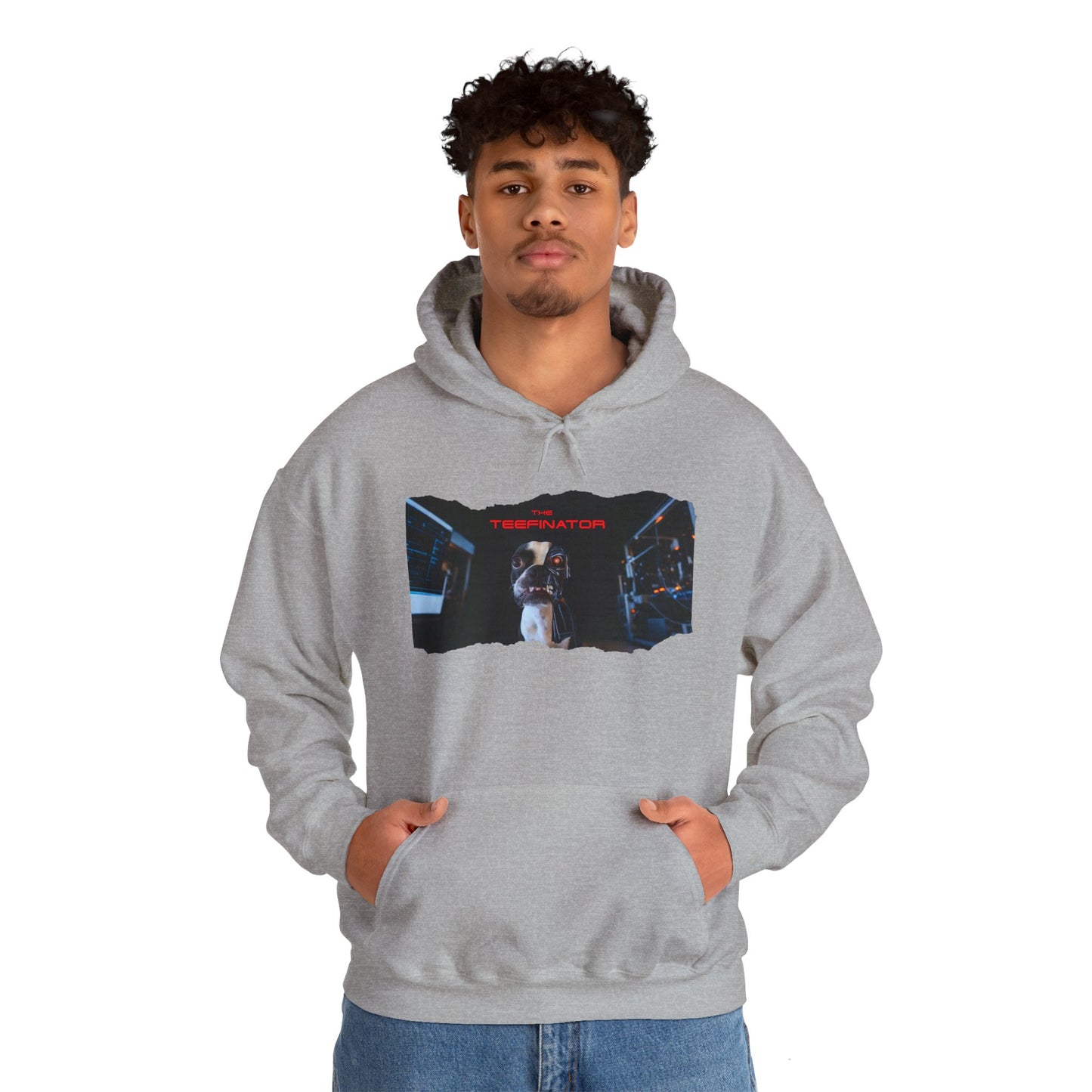 The Teefinator Unisex Pullover Hoodie: Cybernetic Comfort