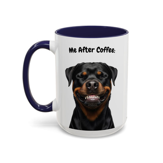 Funny Rottweiler Coffee Mug – Me Before Coffee / Me After Coffee – Cute Rottie Teeth Design – Teefers Original