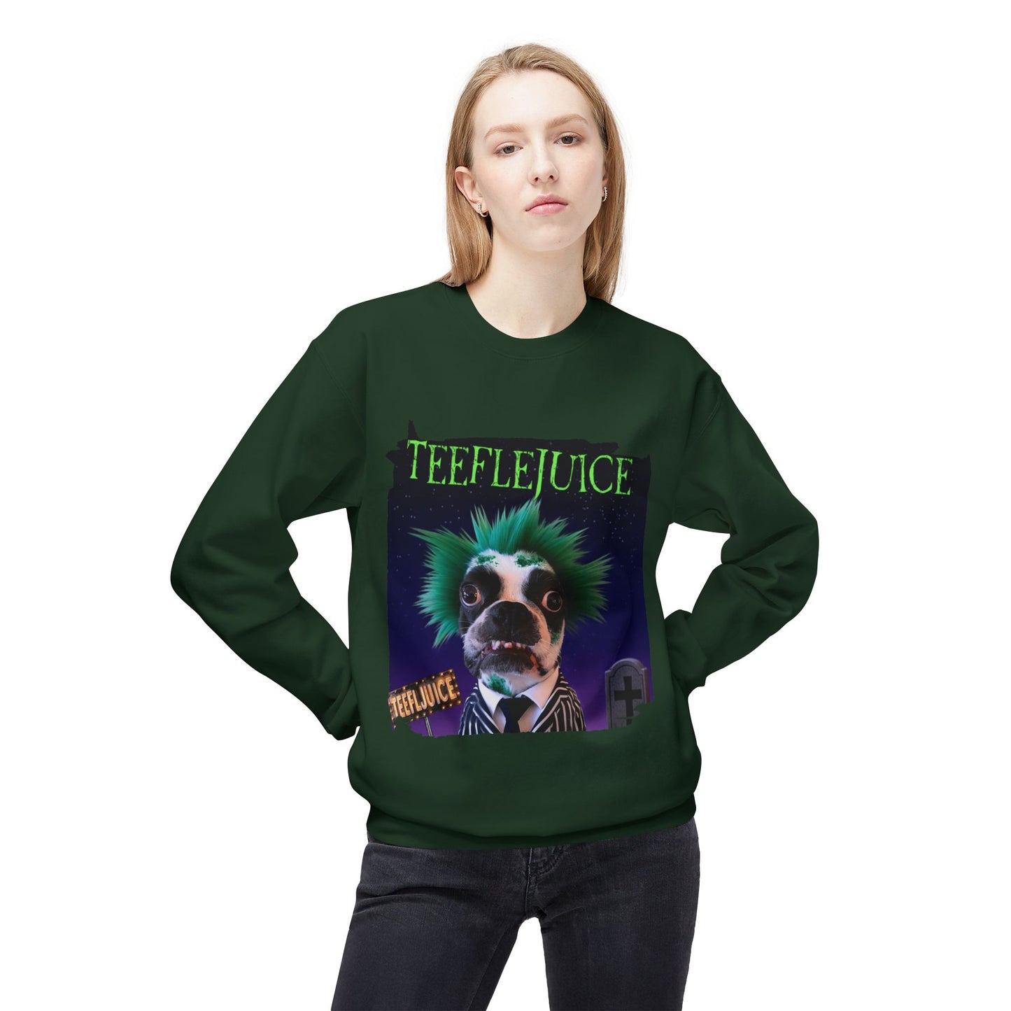 Teeflejuice Crewneck Sweatshirt: Spooky Spectacle Comfort
