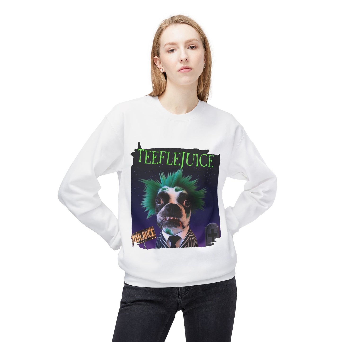 Teeflejuice Crewneck Sweatshirt: Spooky Spectacle Comfort