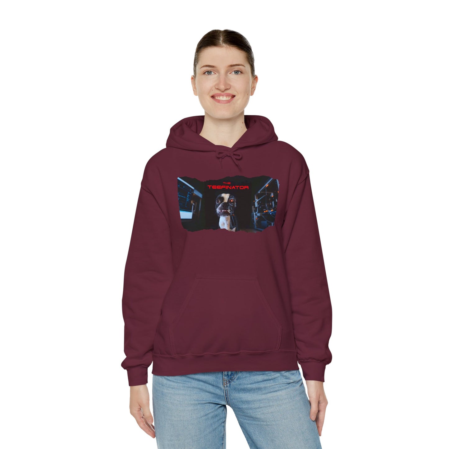 The Teefinator Unisex Pullover Hoodie: Cybernetic Comfort