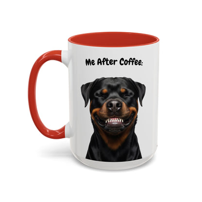 Funny Rottweiler Coffee Mug – Me Before Coffee / Me After Coffee – Cute Rottie Teeth Design – Teefers Original
