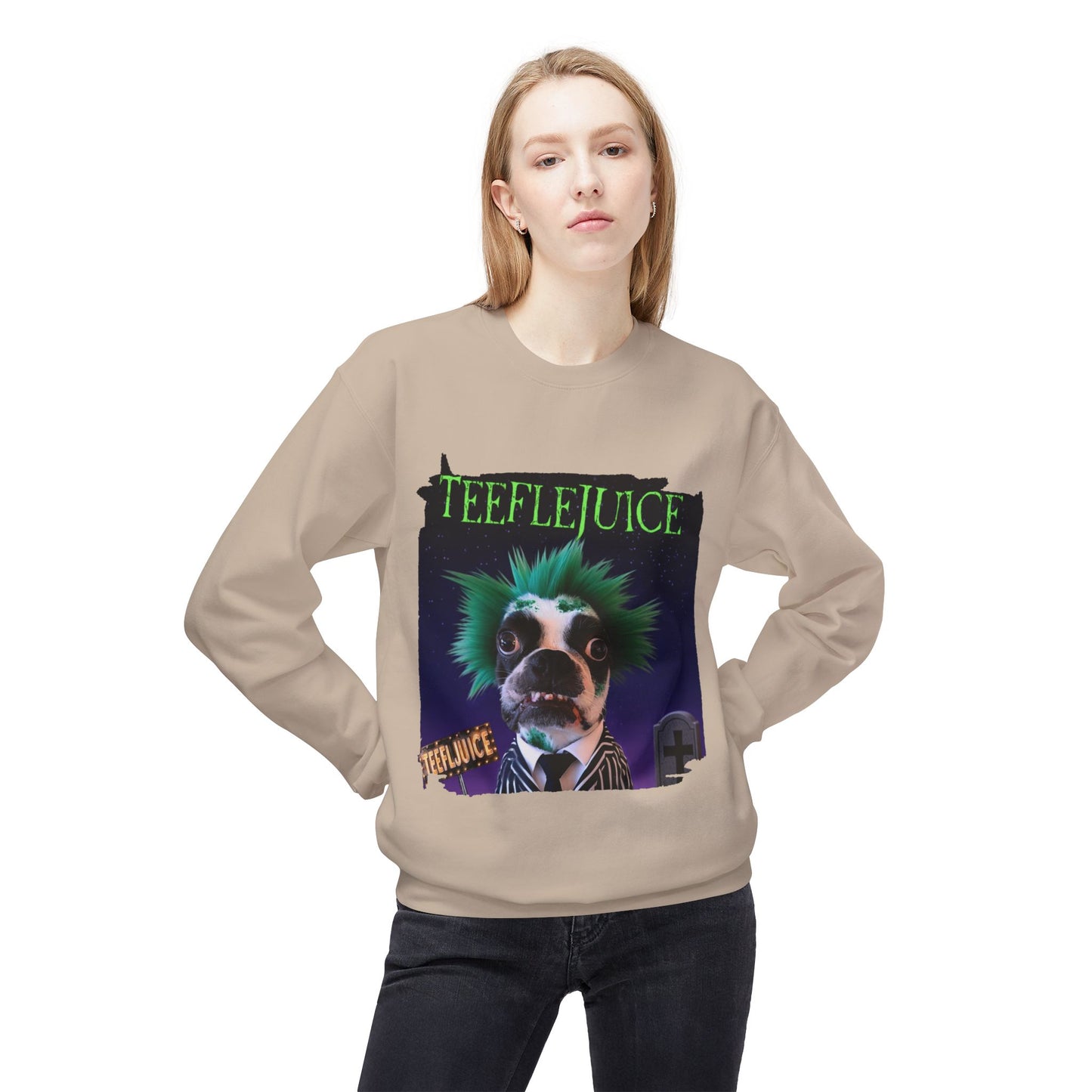 Teeflejuice Crewneck Sweatshirt: Spooky Spectacle Comfort