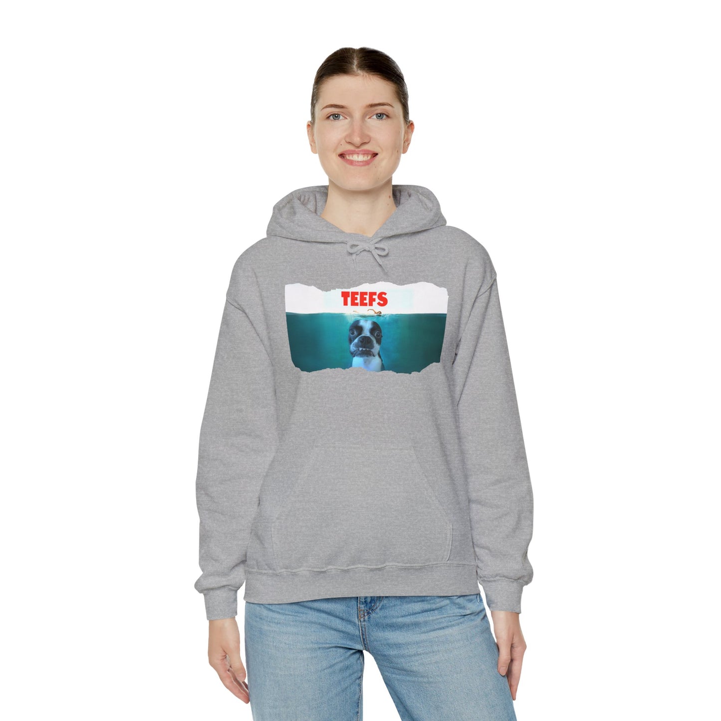 Teefs Unisex Pullover Hoodie: Sharky Style Splash