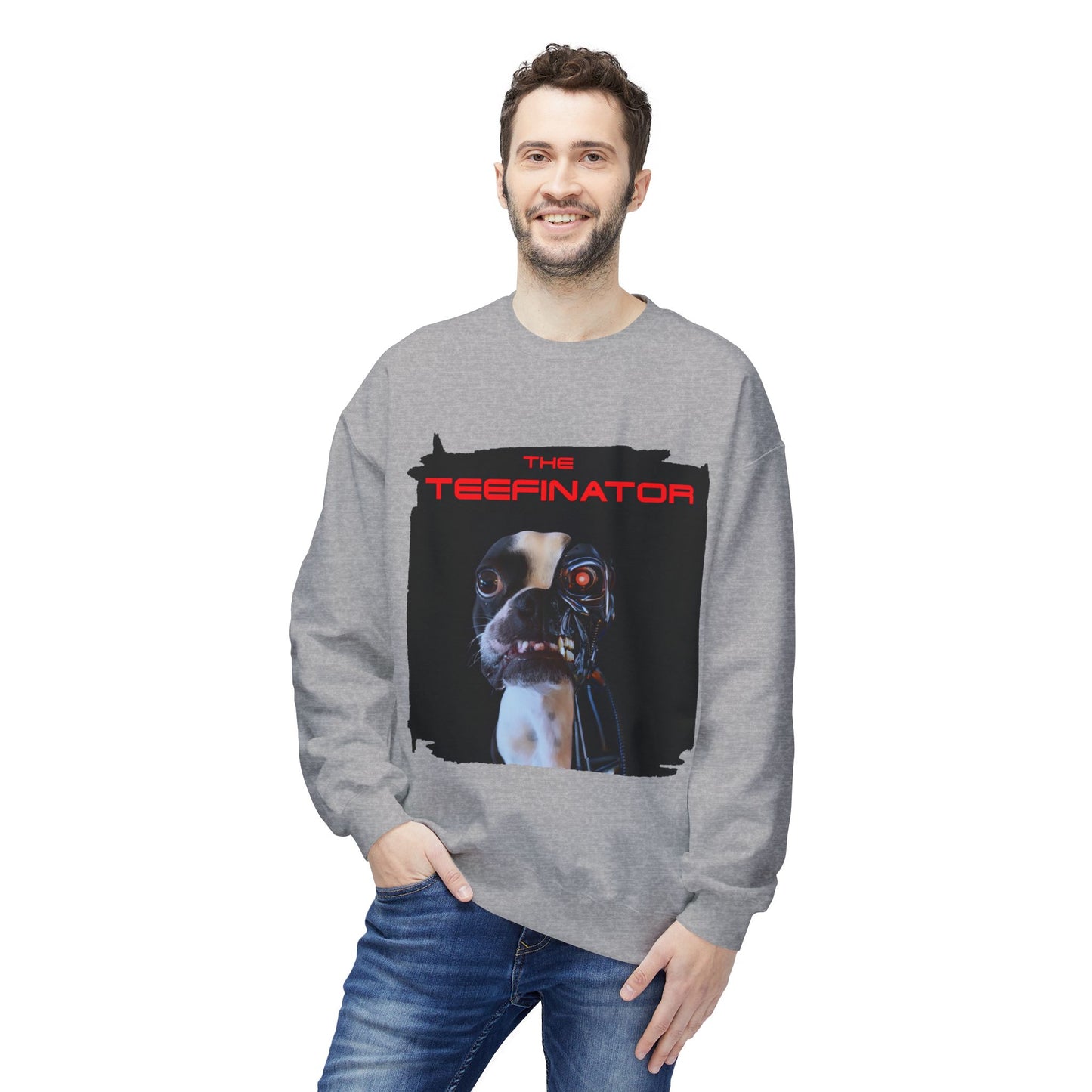 The Teefinator Crewneck Sweatshirt: Cybernetic Comfort