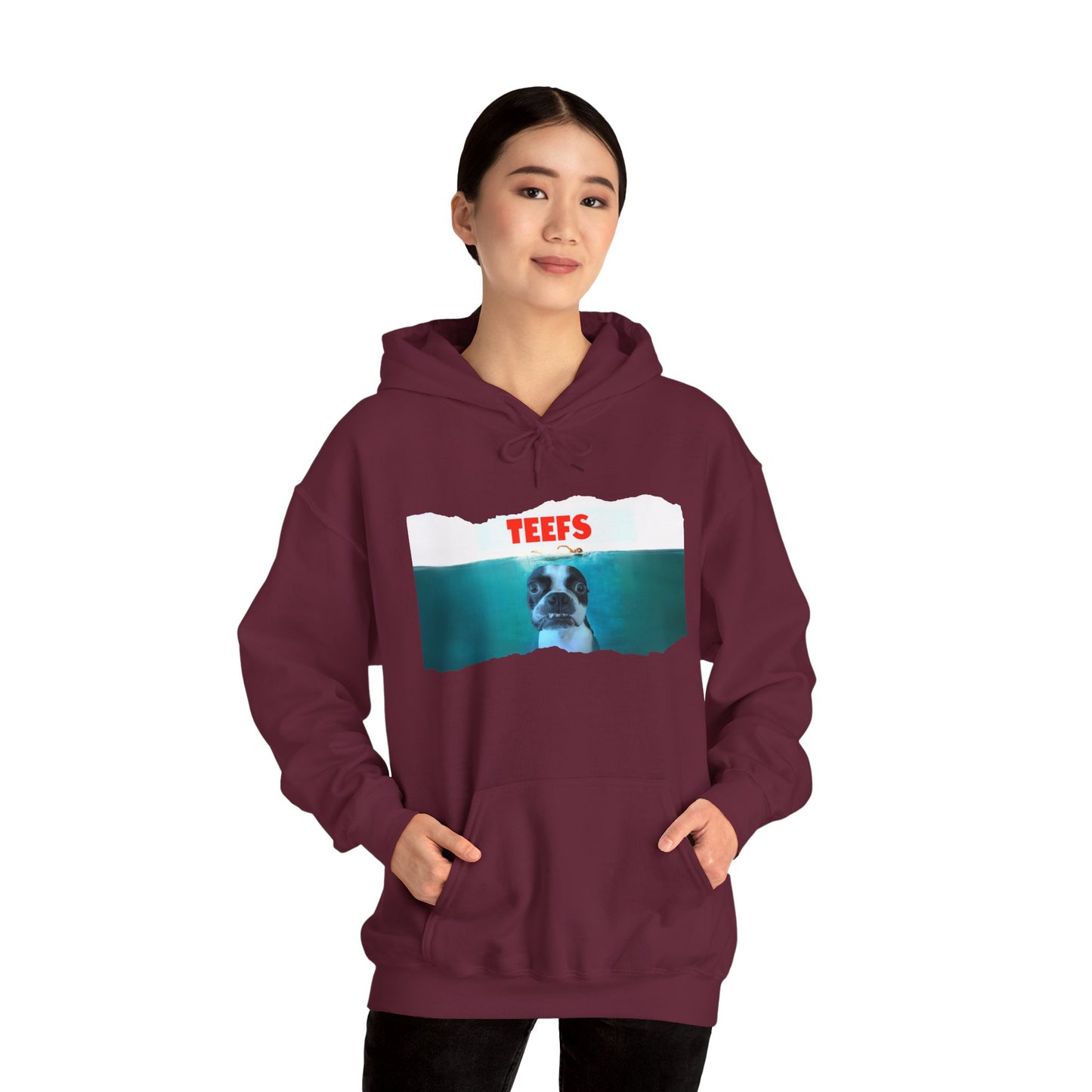 Teefs Unisex Pullover Hoodie: Sharky Style Splash